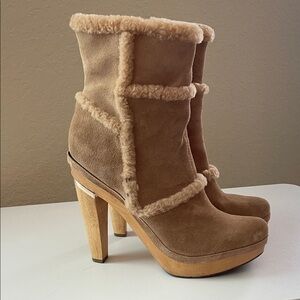 Diane Von Furstenburg suede and shearling boots